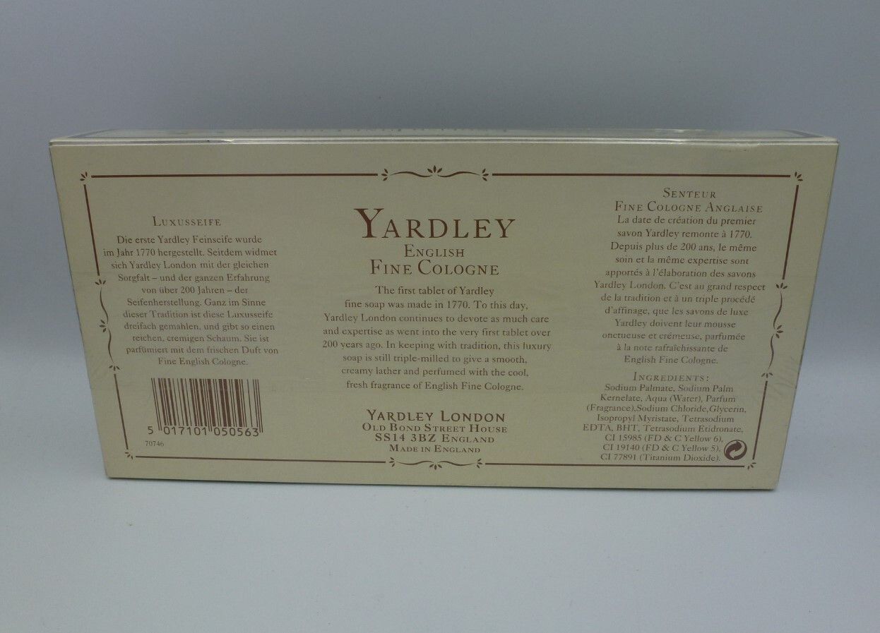 Yardley English FINE Cologne - Savon de Luxe Luxuseife Seife 3 x 100 g